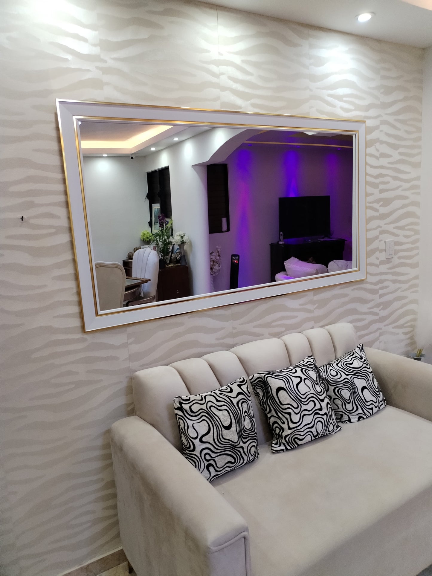 Espejo 35x65 Semibatea Blanco Con Dorado
