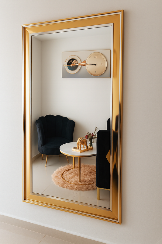 Espejo 36x66 Cajón Dorado con Plata