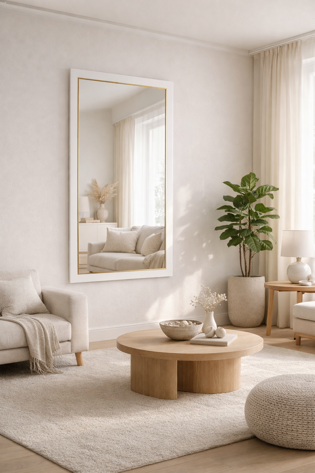 Espejo 35x65 Blanco con Dorado