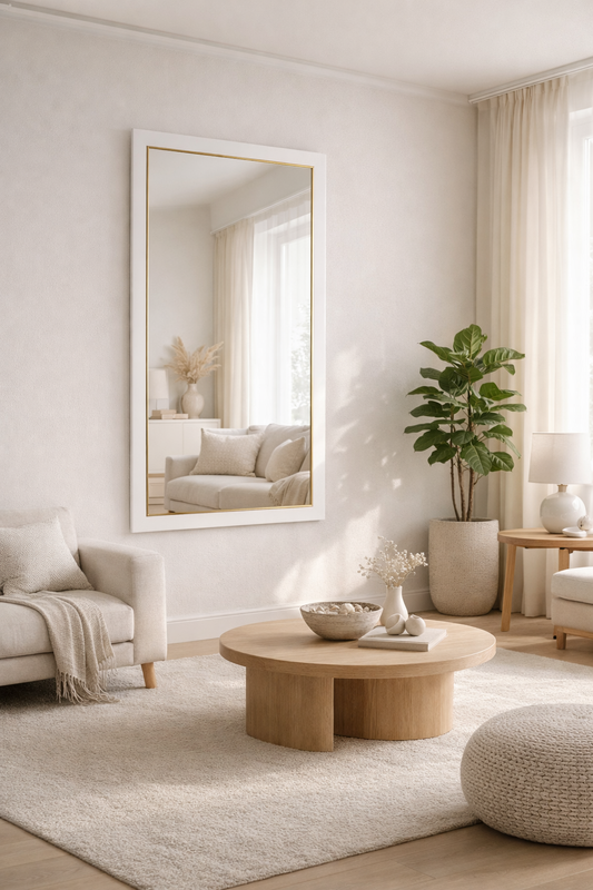 Espejo 35x65 Blanco con Dorado