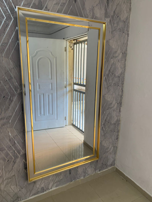 Espejo 36x66 Cajón Plata con Dorado