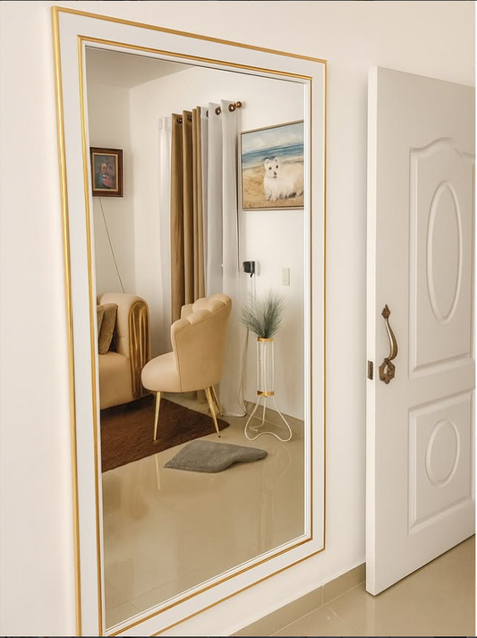 Espejo 35x65 Semibatea Blanco Con Dorado